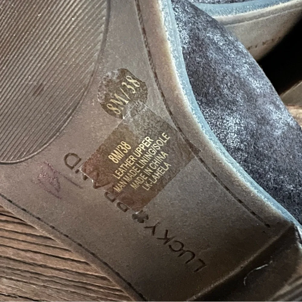 Lucky Brand Lahela Suede Booties Brown Metallic Size 6.5‎